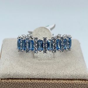 Bomb Party Ring CALL ME STUNNING RBP6645 Aqua Blue Spinel/Rhodium NWT & BAG